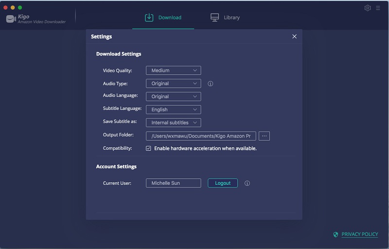 Amazon Video Downloader Settings