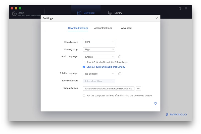 download settings