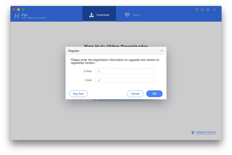 Interface of Kigo Hulu Video Downloader for Mac
