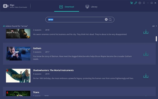 Netflix Downloader Search Window